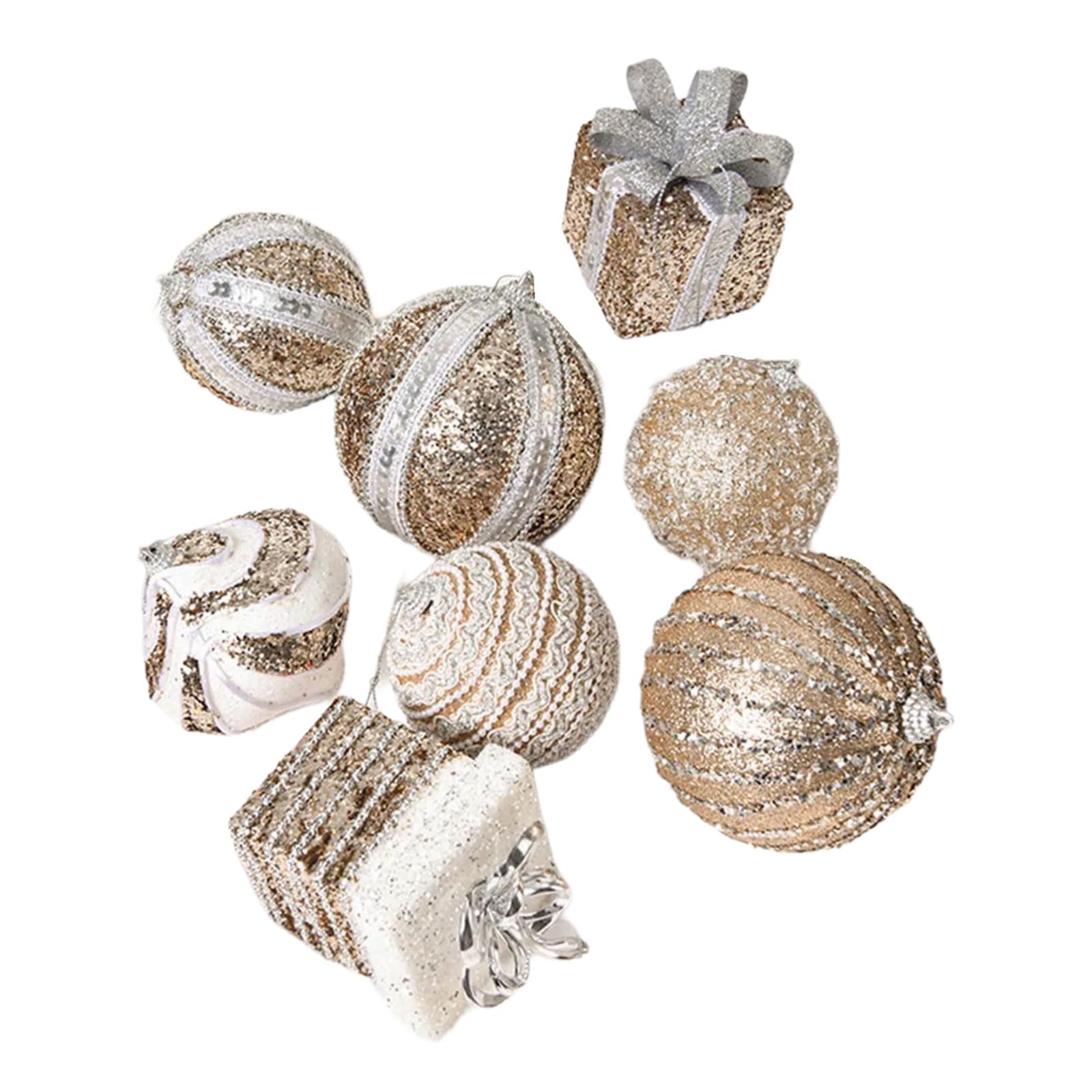 Jazuaiao 8Pcs Glittering Christmas Baubles Ball Ornament Christmas Tree Hanging Decorations for Door Wreath Window Holiday Trees Ornament