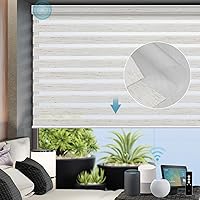 Vista 15 de SmartWings Persianas motorizadas de cebra, compatibles con HomeKit, Alexa, SmartThings, Google, persianas transparentes con control remoto, 50%