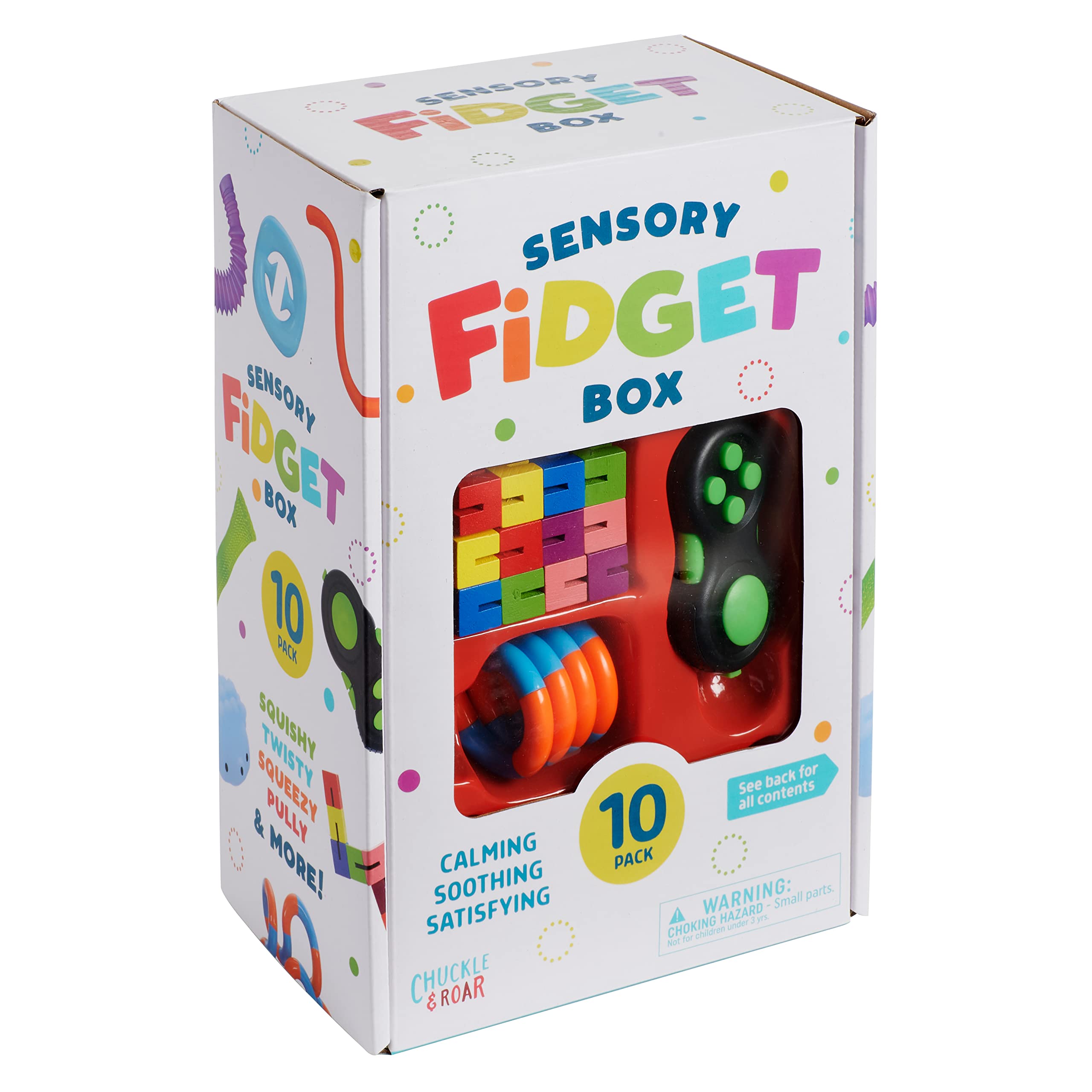 Chuckle & Roar Sensory - 10pk Sensory Fidget Box - Tactile and Sensory Engagement Play - Preschool Friendly - Safe and Durable - Ages 3 and up