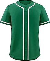 KXK Men's Blank Baseball Jersey - Short Sleeve Button Down Shirt for Team Sports, Casual Activewear & Custom Uniforms