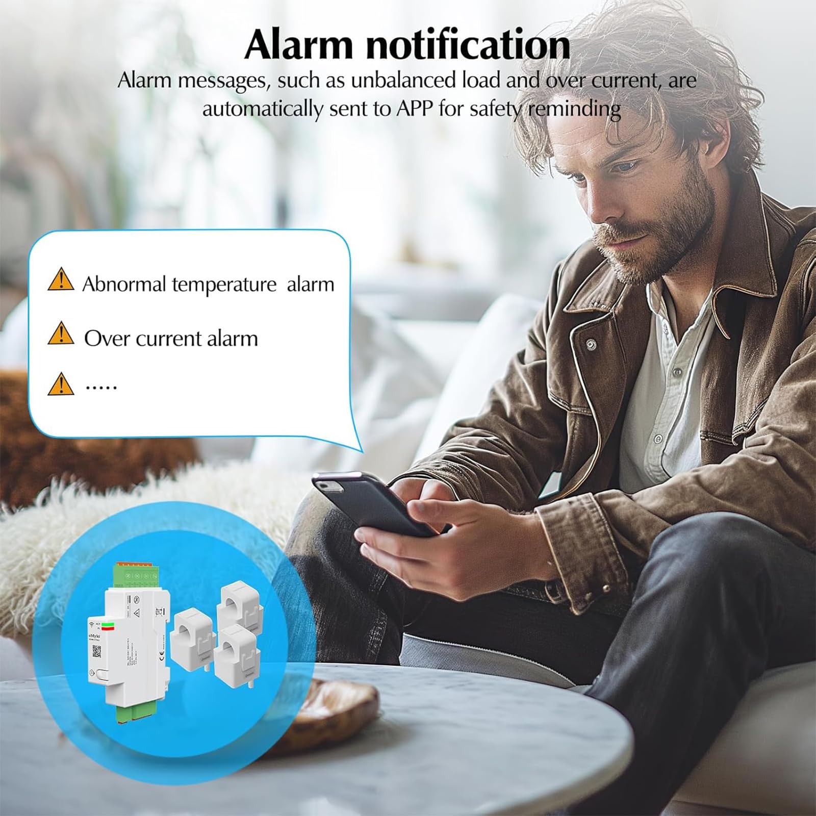 Yasorn Medidor de Energía Wi‑Fi 3 Fases 3×80A, Monitor Inteligente de Consumo y Potencia, Medición en Tiempo Real vía App Smart Life/Tuya, Montaje en Carril DIN, Compatible Alexa & Google