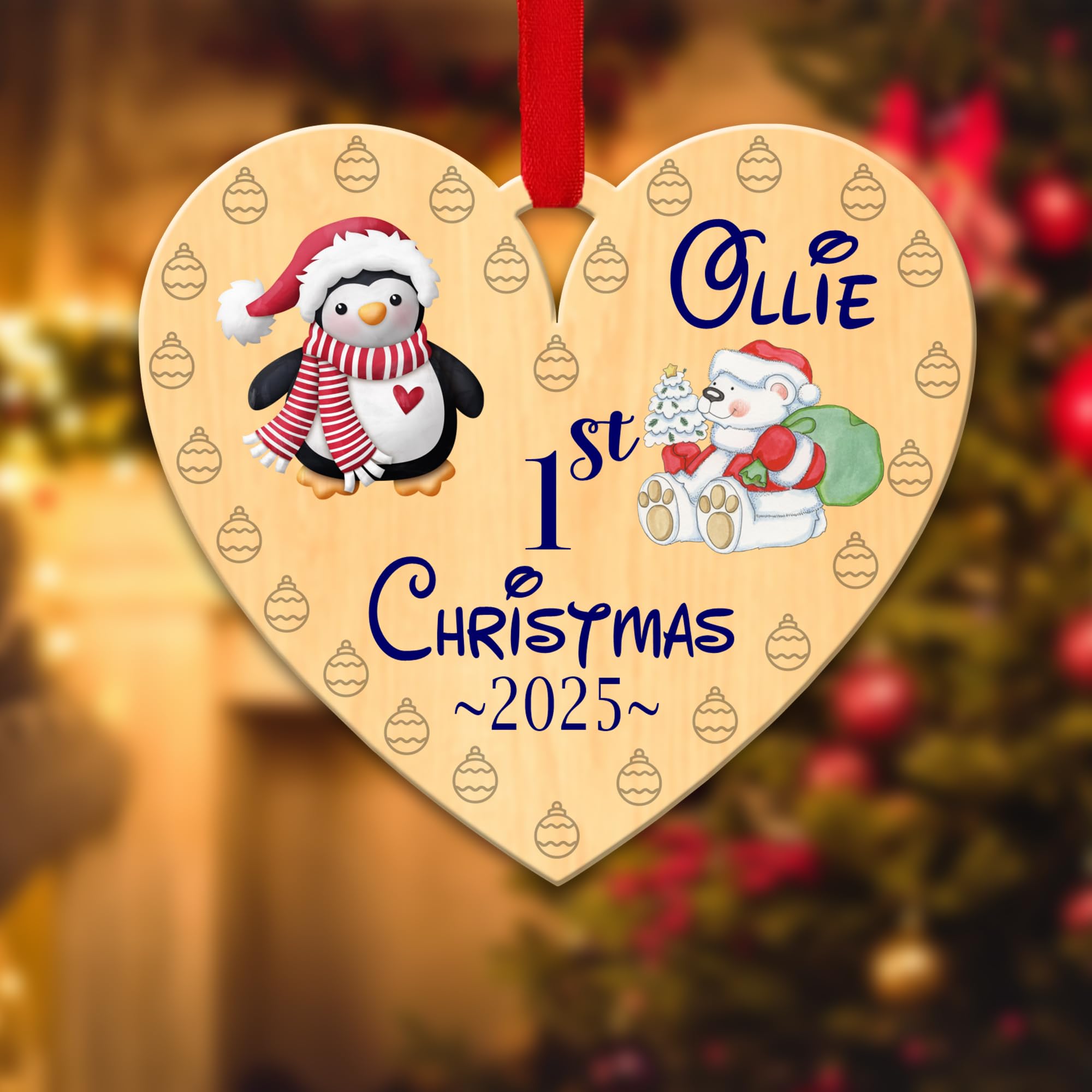 Personalised Christmas Tree Decorations Baubles for Kid's First with Custom Name | Acrylic Xmas Tree Decoration Hanging Ornaments | Personalised Bauble Gifts for Xmas Decorations