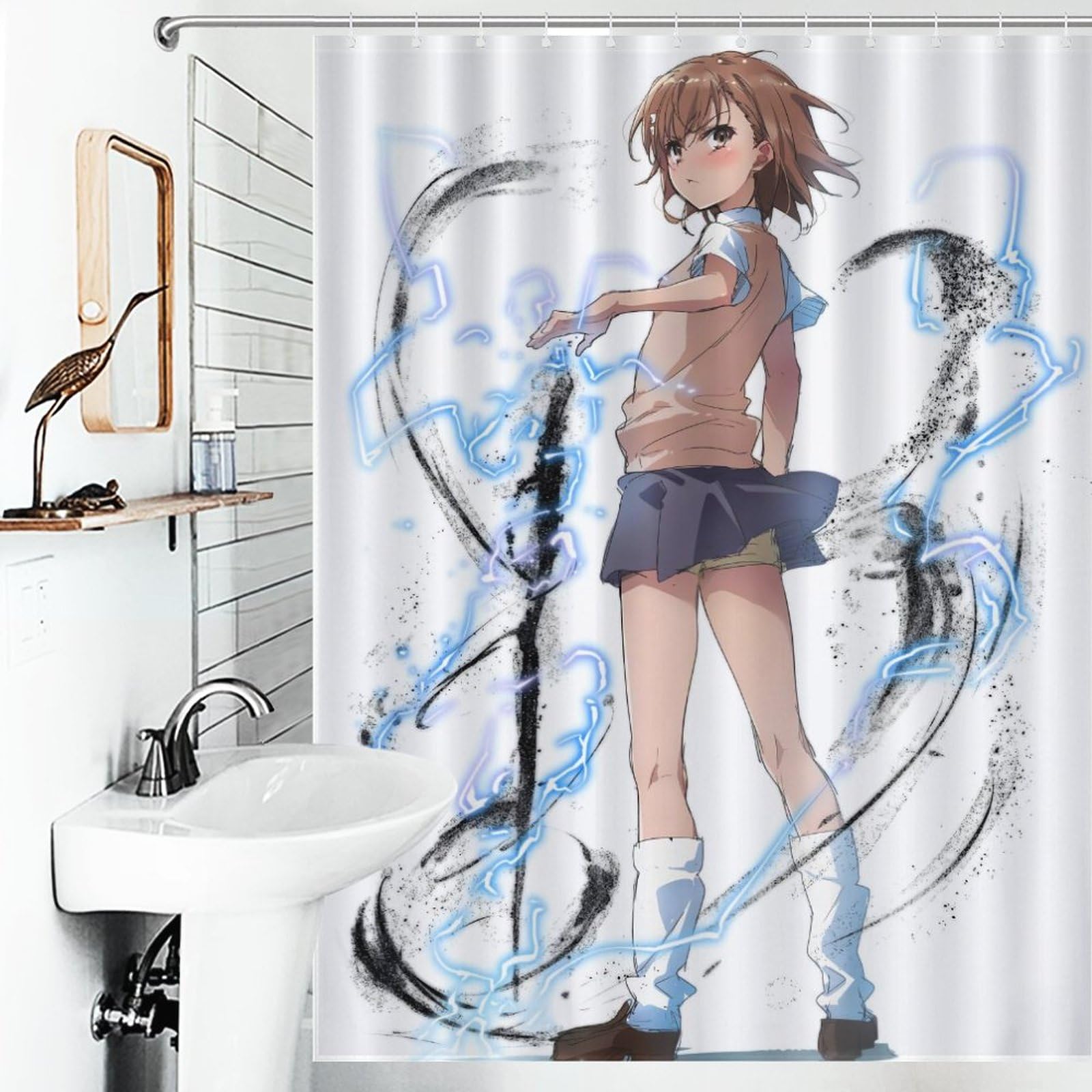Amazon｜シャワーカーテン おしゃれ とある 御坂美琴 風呂カーテン