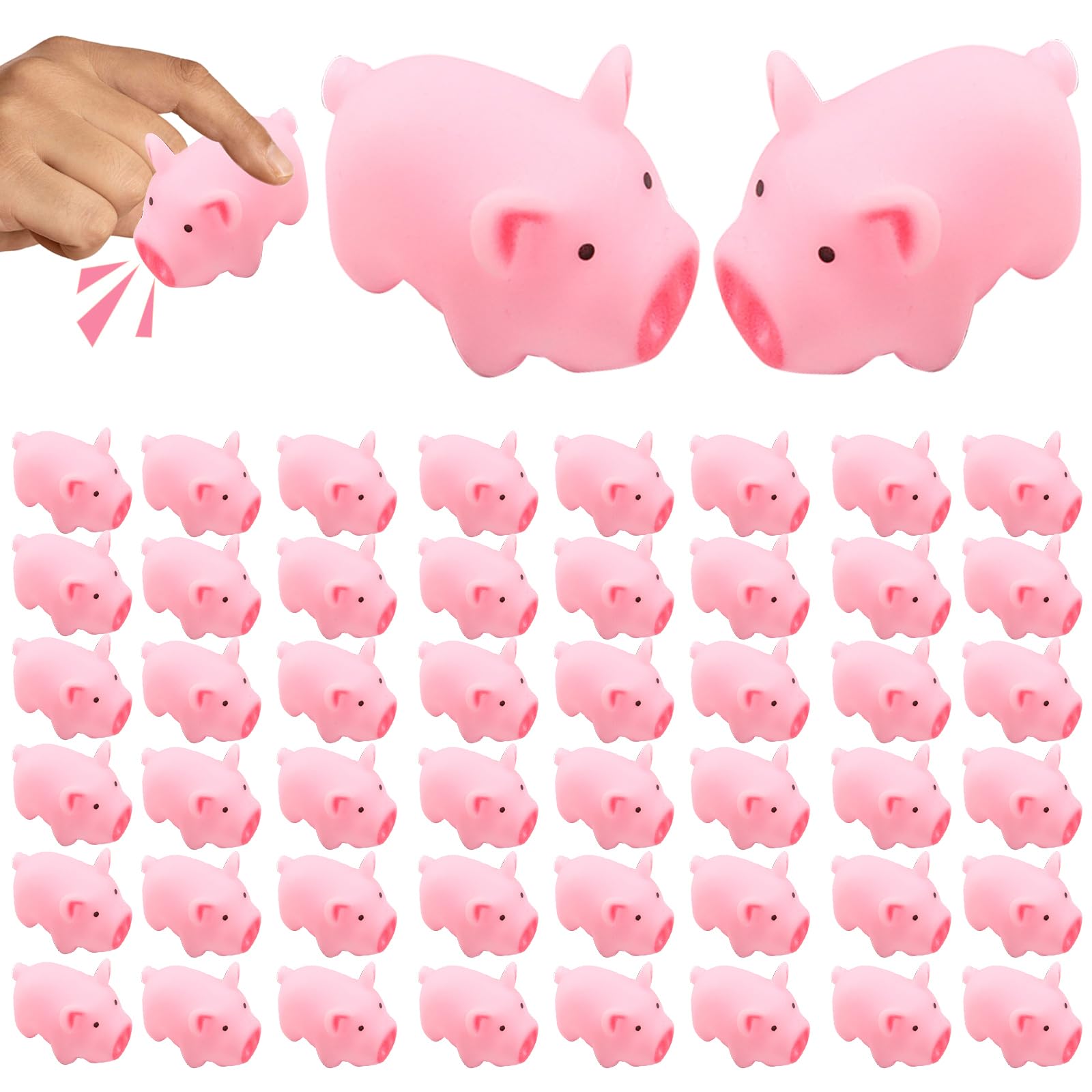 Uanqfegy Rubber Pig Bath Toys - 50 PCS Mini Pigs, Float Squeak Piggy Baby Bathtub Toys for Halloween Christmas Farm Animal Party Favor, Style1