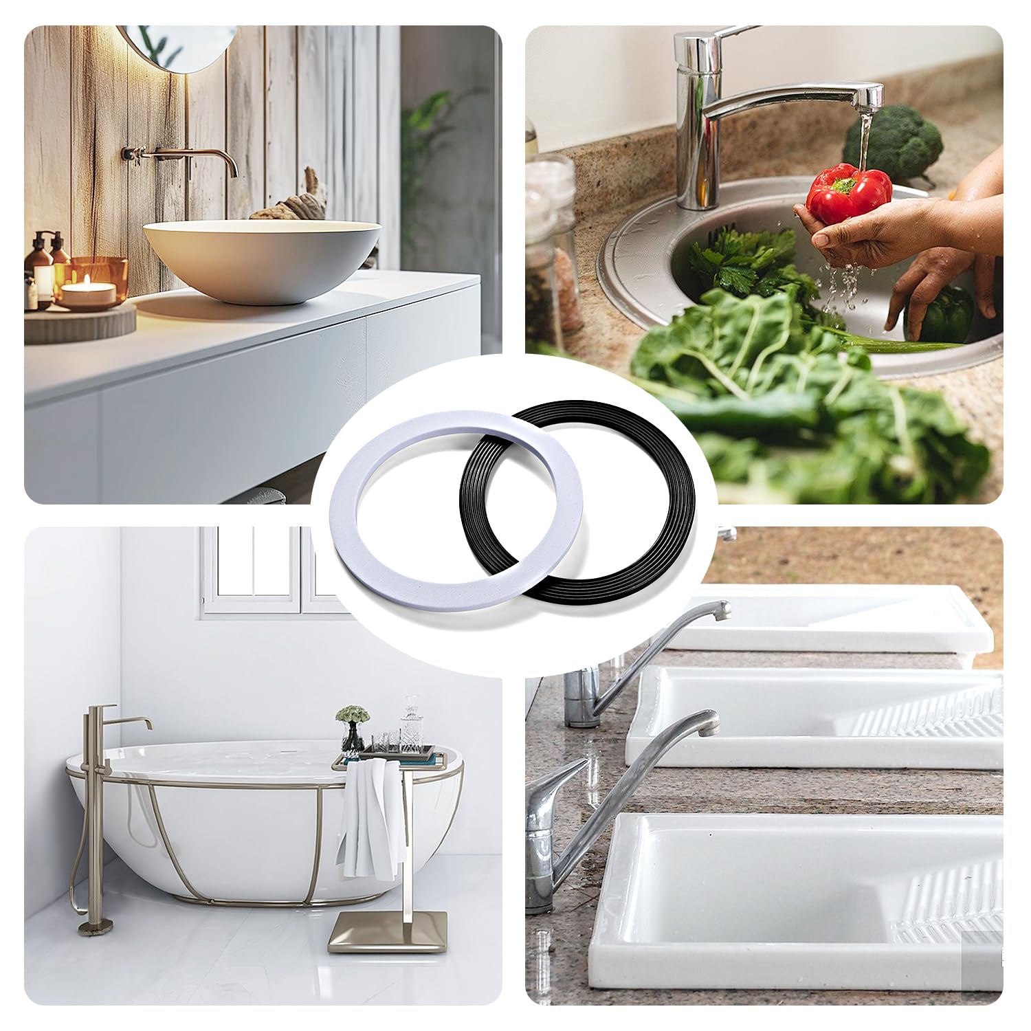 Arandelas de Sellado 110mm para Fregadero, Juntas Tóricas para Lavabo