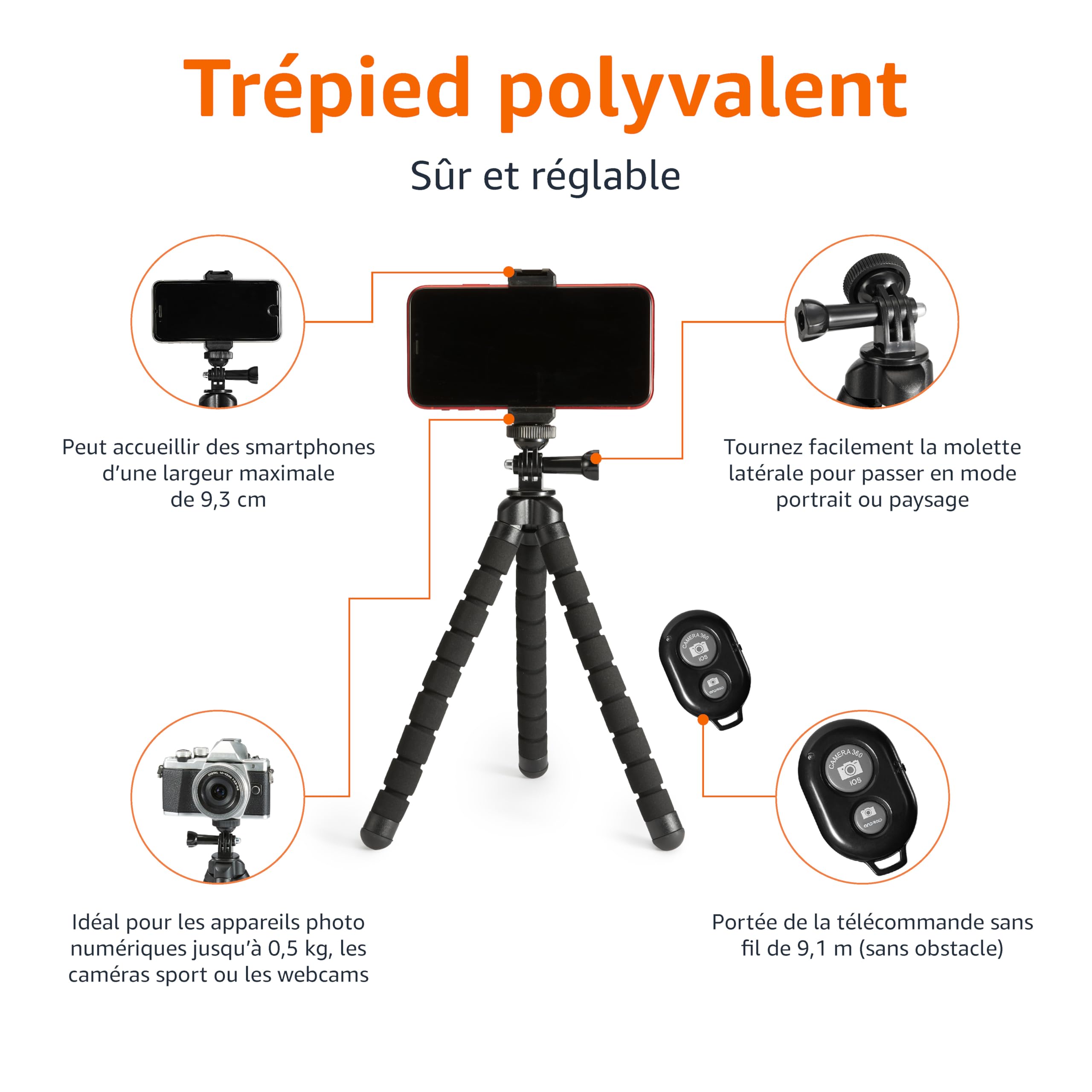 DOITOOL 1 PC Pliant Selfie Support De Téléphone Mini Trépied