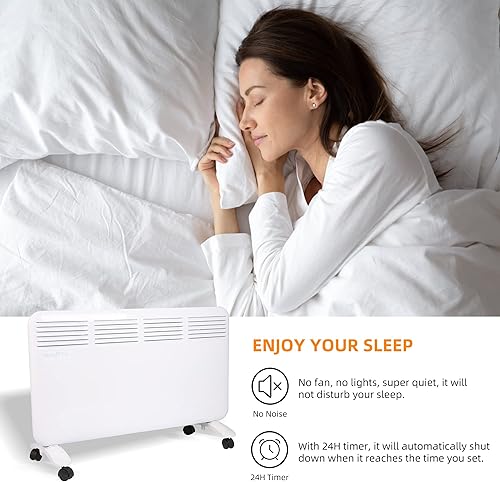 Miniatura 4 de Calentadores de espacio de convección para uso en interiores, 1500 W, calefacción silenciosa, termostato automático, temporizador de 24 horas, 3