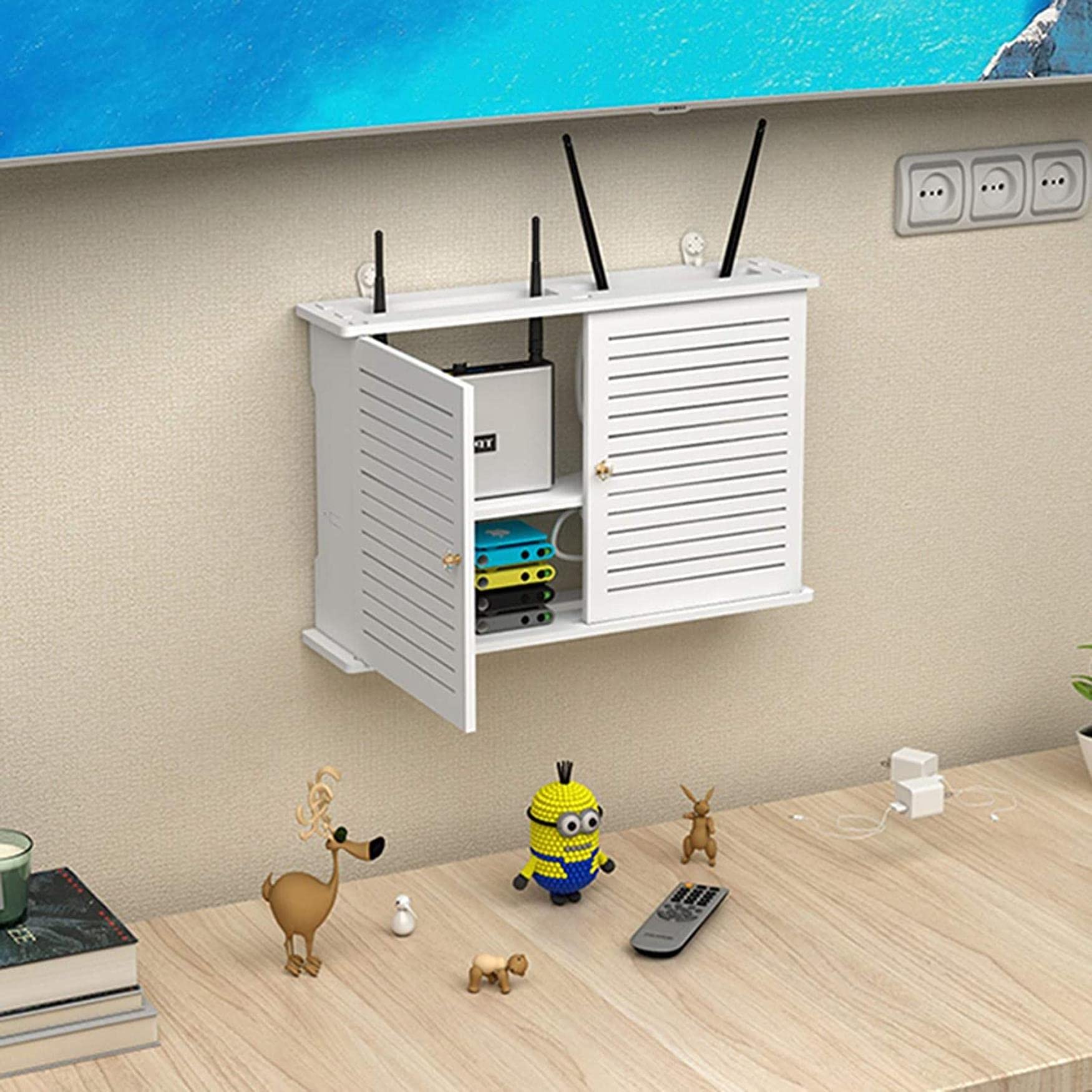 Router Storage Box AWERQ WiFi , Cable Management Boxes Wifi Router Cabinet