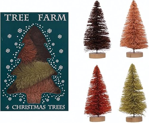 Creative Co-Op Cepillos para botellas de sisal con base de madera, juego de 4, multicolor