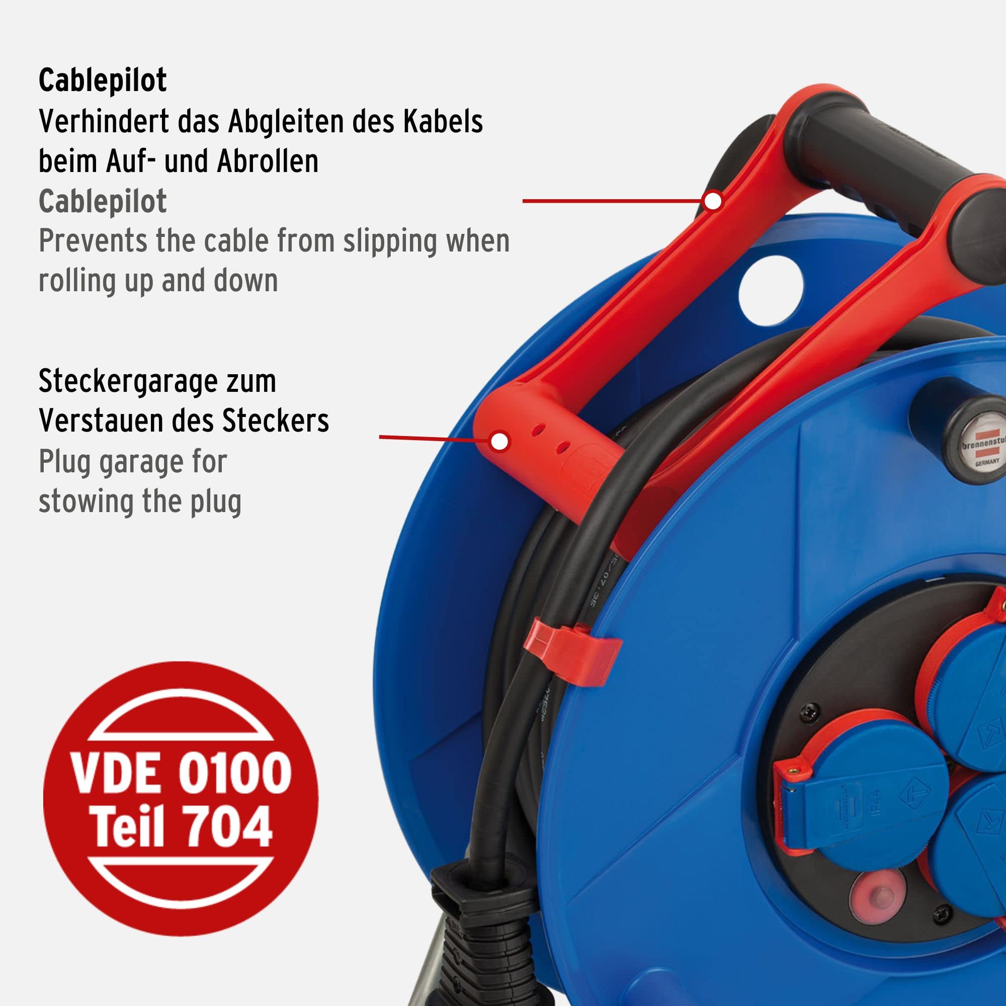 Brennenstuhl Garant IP44 bęben kablowy do zastosowań komercyjnych/budowlanych (kabel 25 m w kolorze czarnym, ze specjalnego tworzywa sztucznego, zastosowanie na placu budowy i ciągłe użytkowanie na