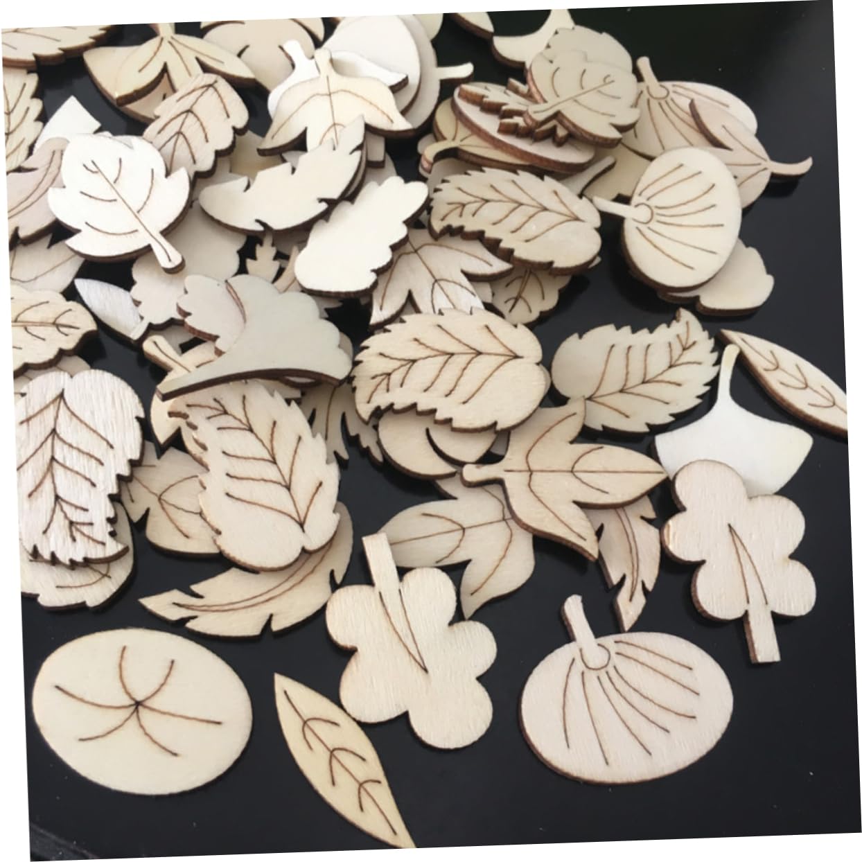 DOITOOL 3 Series Rodajas De Madera En Forma De Hoja Largo Suministros Fiesta Decoración Rústica Para Decoración Del Hogar Materiales Rebanadas Artesanía Elaboración Bambú 150 Piezas X 3