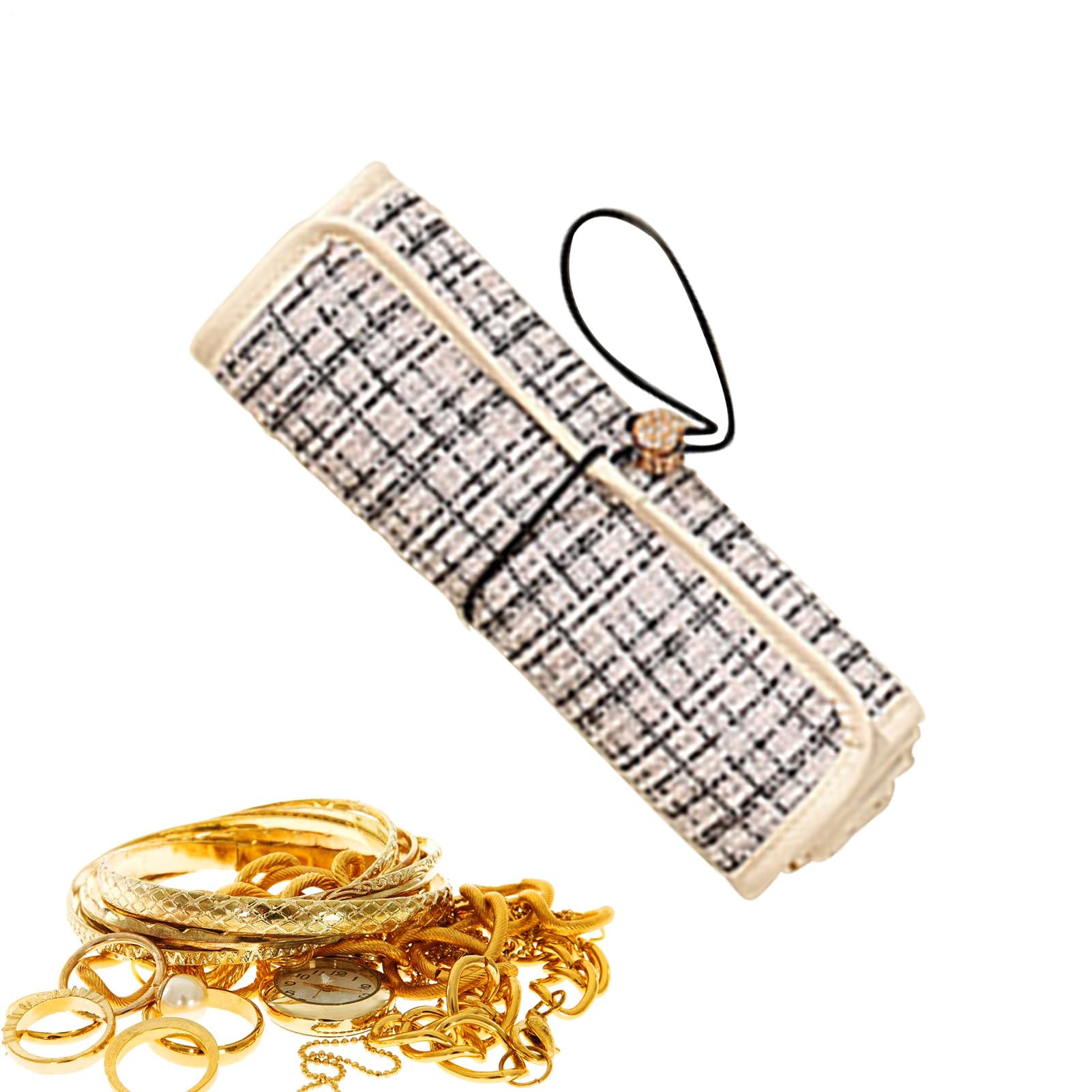 Joyero de viaje enrollable pequeño para organizar collares y pendientes en la maleta