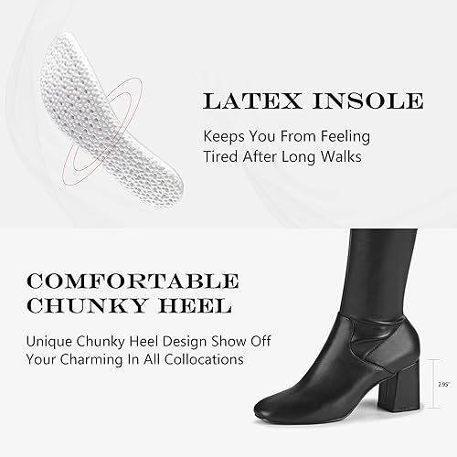 Miniatura 4 de CAMSSOO Botas altas hasta el muslo para mujer, botas de tacón por encima de la rodilla, de moda, sexy, de invierno, tacón bajo y grueso, botas hasta