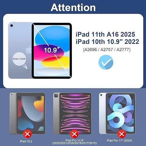 Vista 3 de SIBEITU 2 Pack Screen Protector for iPad 11th A16 2025 & 10th Generation 10.9 Inch 2022, HD Clear 9H Hardness Tempered Glass Film Compatible with