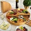 Tabla de Cortar de Queso/Charcutería de Bambú Personalizada y Grabada con Cuchillos y Marcadores de Queso - Se Guarda como una Cuña Compacta - Se Abre a 18" de Diámetro - Diseñada por Picnic at Ascot USA 3