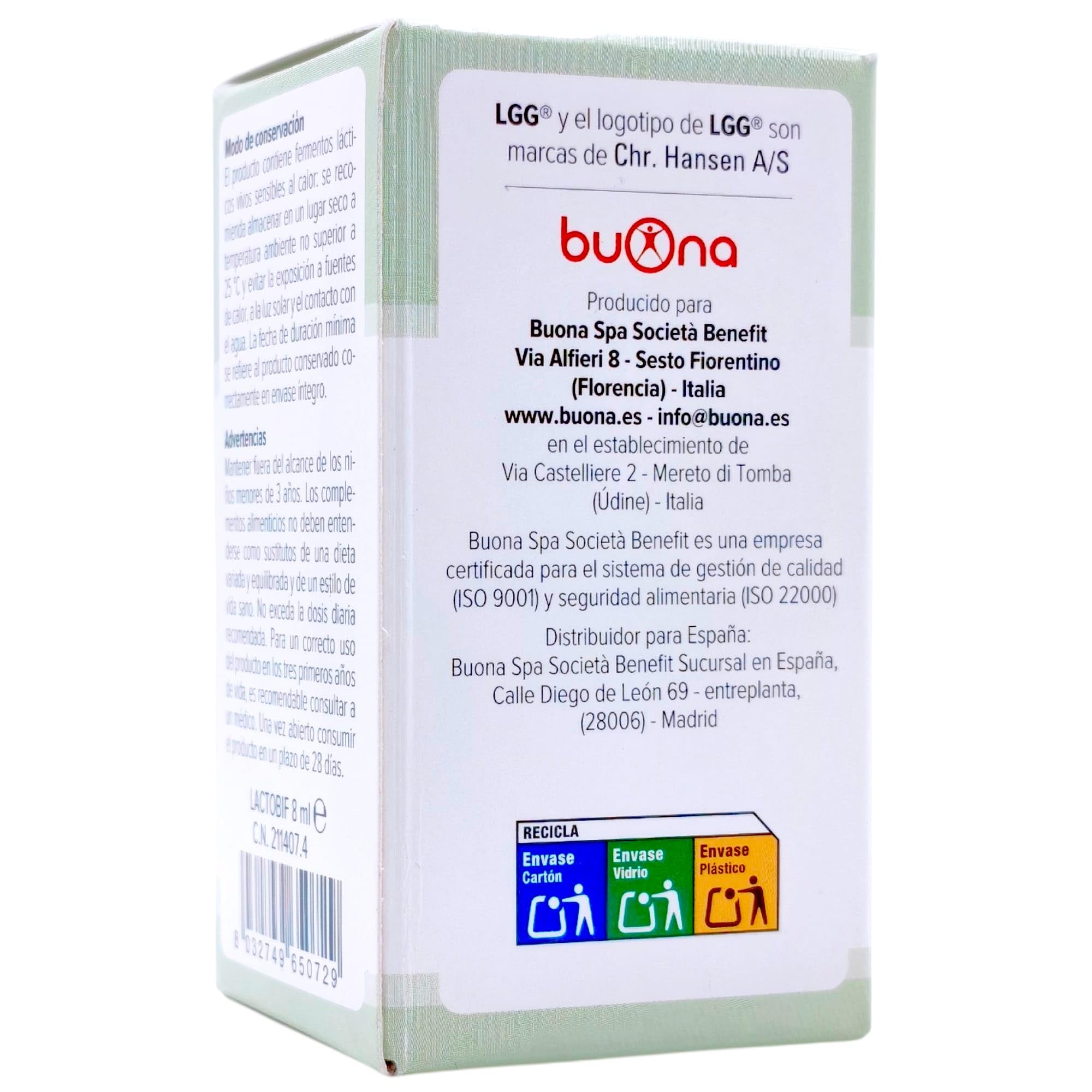 Buona Lactobif Flora Intestinal Gotas 8ml - Probióticos para Bebés y Niños - Equilibrio de la Flora Digestiva - Alivio de Cólicos y Diarrea Infantil - Defensas Naturales