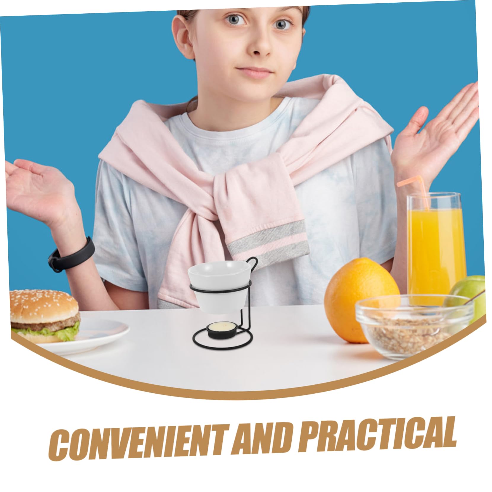 Garneck Melting Fondue Pot Set Ceramic Heating Furnace Versatile Butter Cheese Ice Warmer Portable