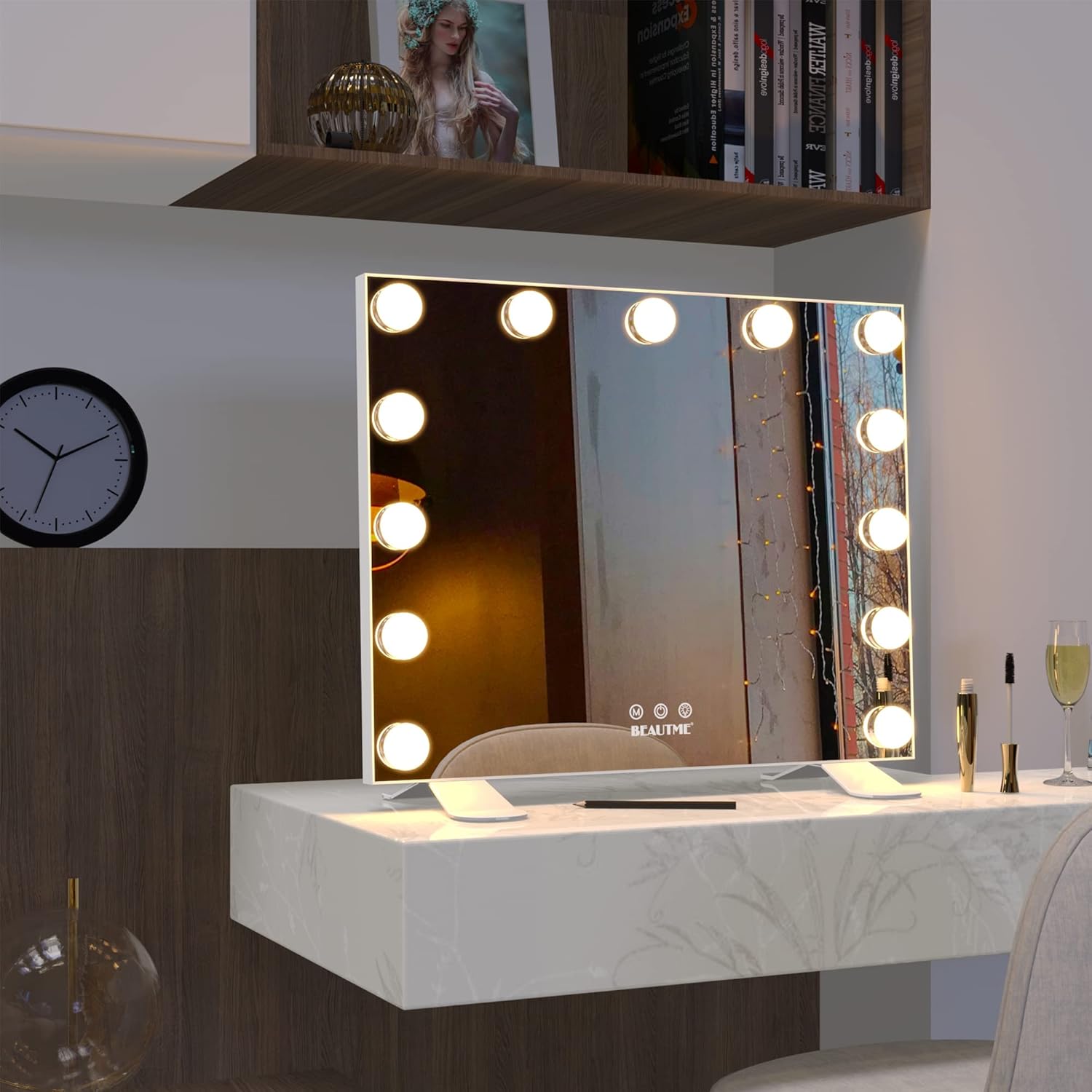 BEAUTME Hollywood Vanity Mirror with Lights,13 Dimmable LED Bulbs