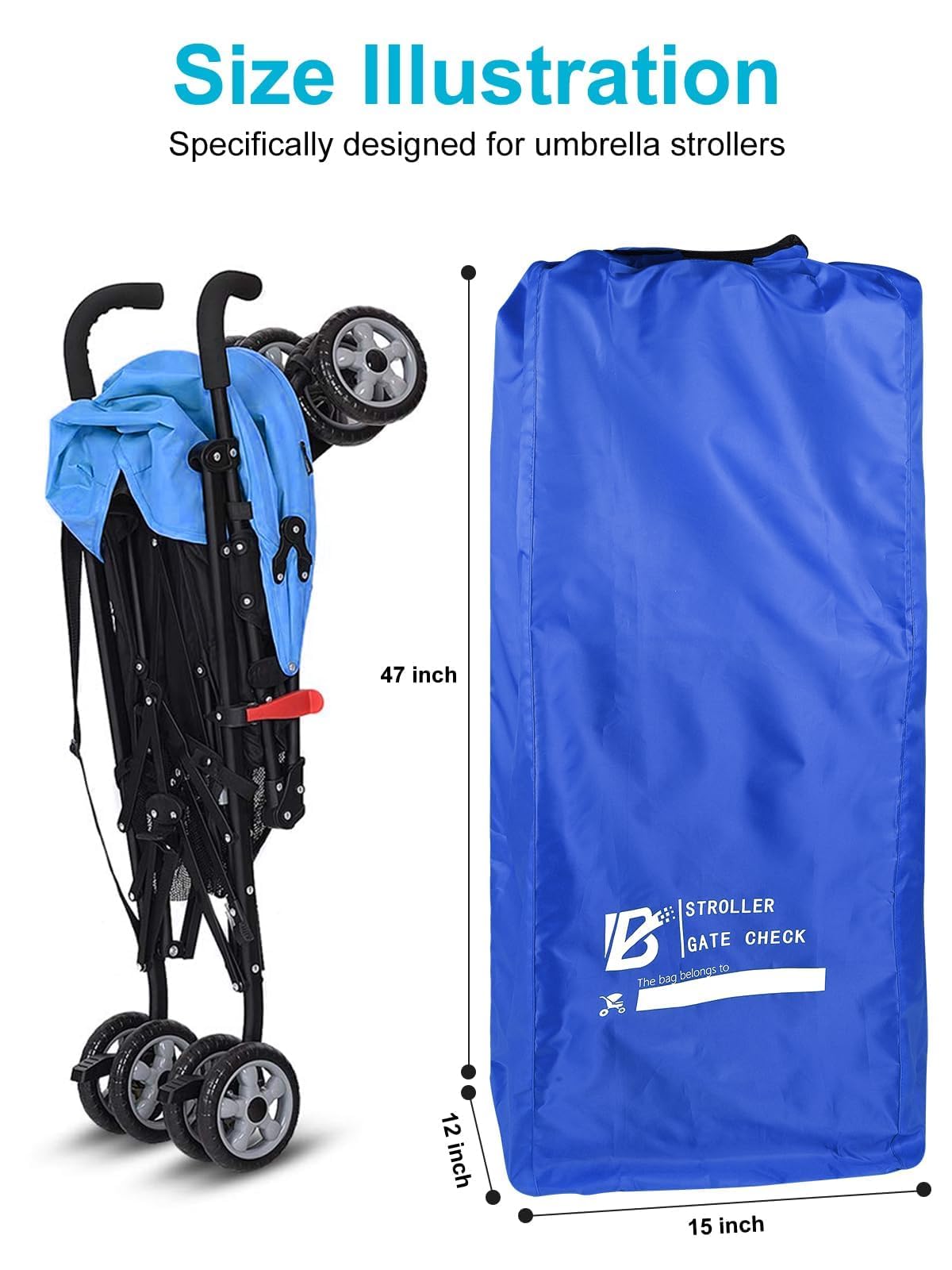 Umbrella Stroller Travel Bag Airplane Gate Check Protection (Navy