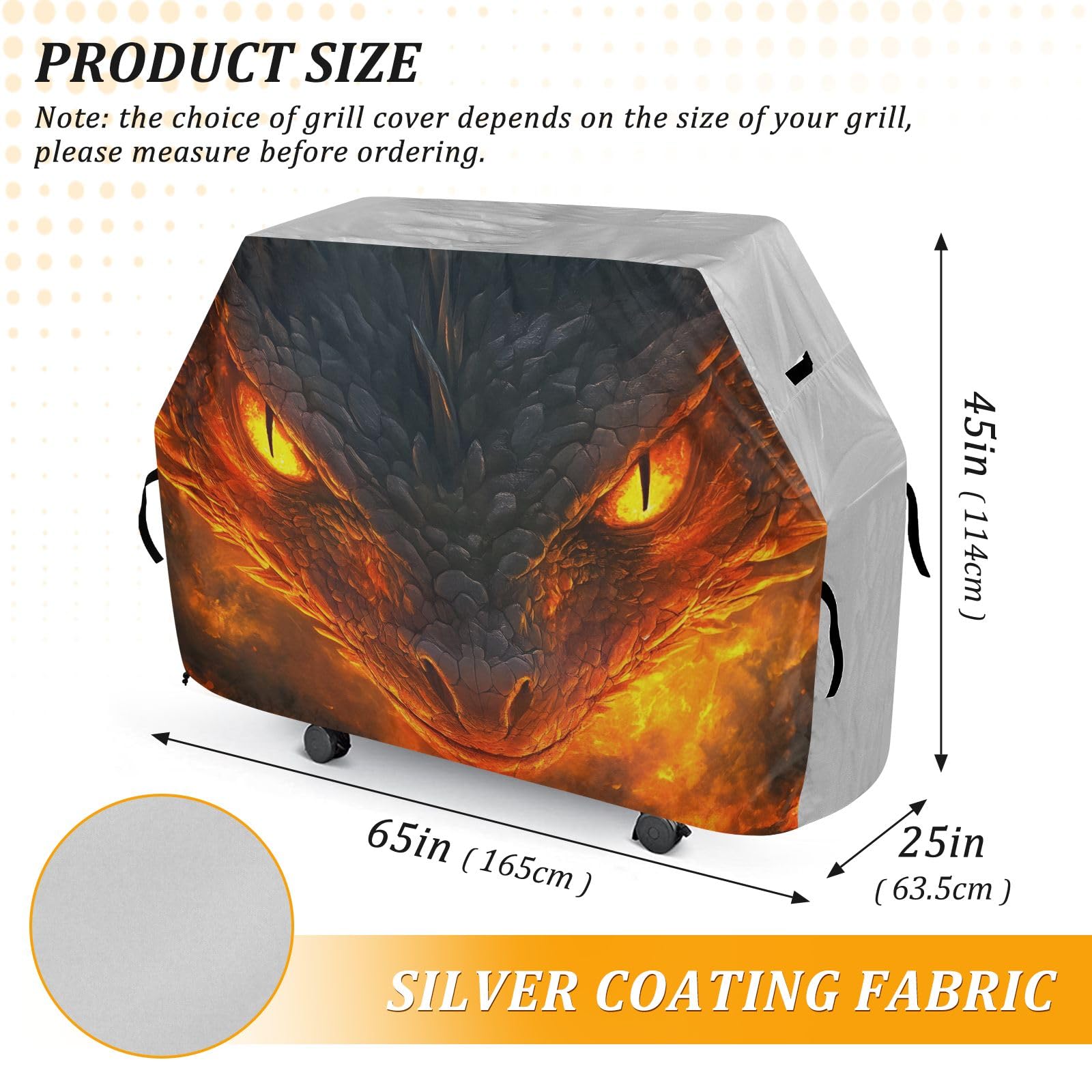 Copertura per barbecue con occhi di drago di fuoco, impermeabile, resistente, per esterni
