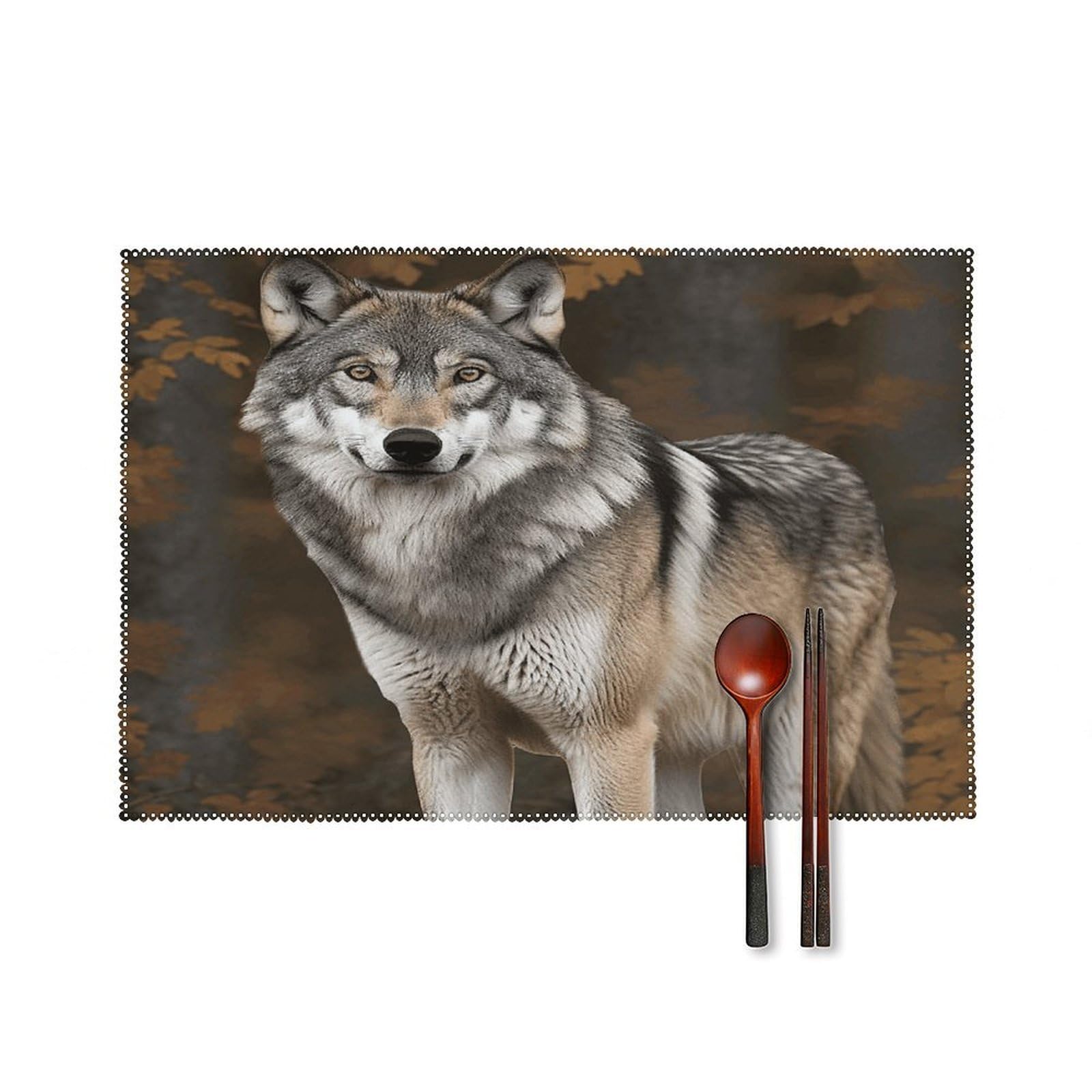 Wild Wild Gray Wolf Placemats Set of 6 Heat Resistant Non-Slip Place Mats Washable Wipeable Table Mats Elegant Farmhouse Placemat for Kitchen Dining Outdoor Party Table Decor