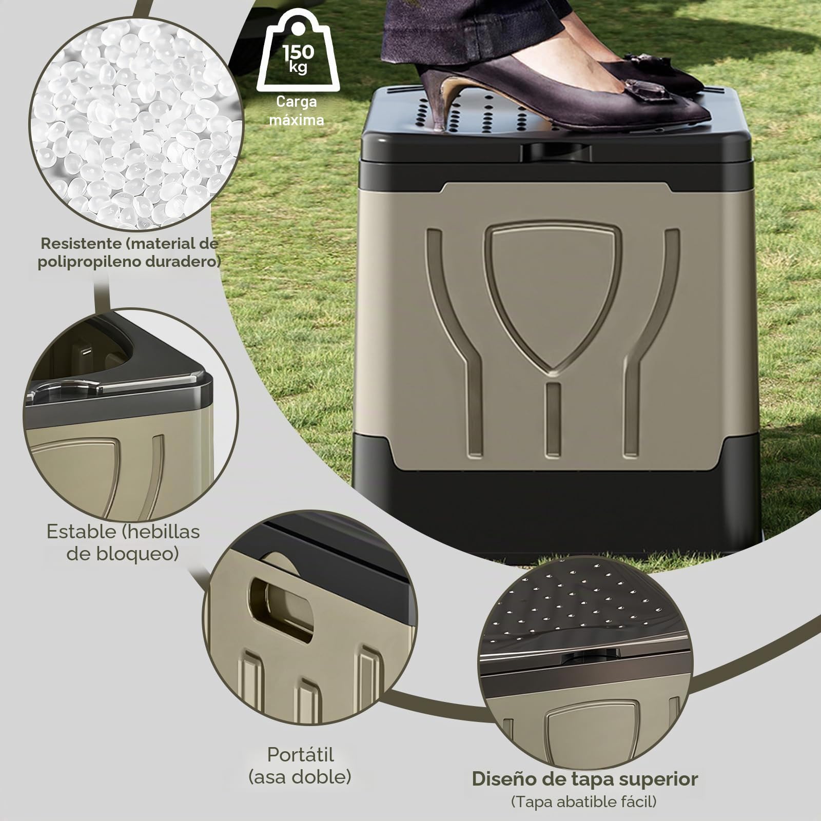 WC Portatil, Inodoro Portátil, Soporta hasta 150KG MAX, Baño Portatil, Baño Seco Camper, Baños Portatiles, con Bolsa de Almacenamiento, Bolsa de Basura y Cojín, para Exteriores Viagens Longas