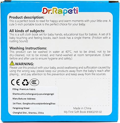 Miniatura 9 de Dr.Rapeti Libros de tela suave para bebés, libros de baño, paquete de 6 para bebés, niños pequeños, arrugados, chirriantes, lavables, masticables,