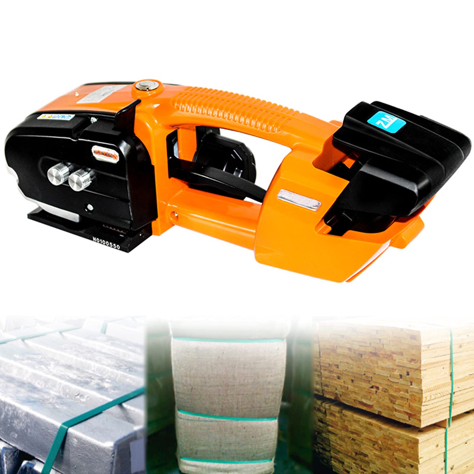 YNITJH Electric Strapping Machine,Portable Automatic Strapping Banding Machine Handheld Welding Strapping Machine for 1/2-5/8in PP PET Straps 3000mah Battery Powered,Orange