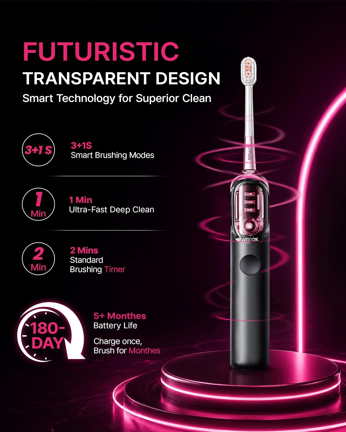 JIMOK J7 Sonic Electric Toothbrush with UV Sanitizing Travel Capsule