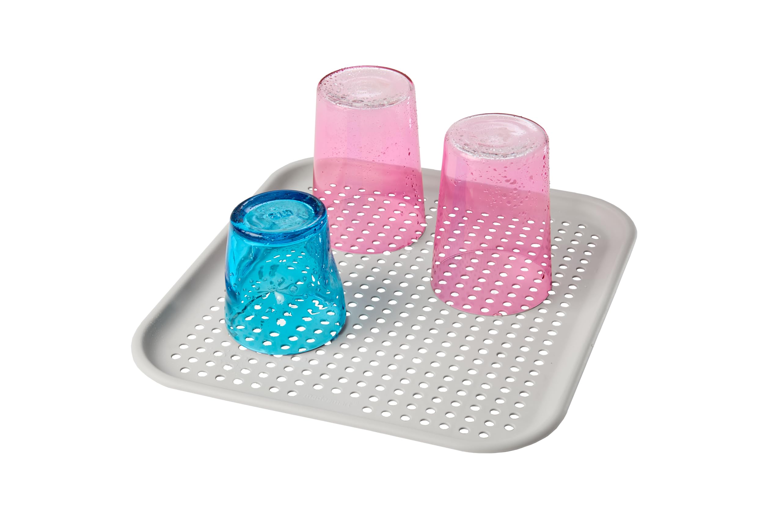 madesmart Elevated Sink Mat-SINKWARE Collection Ventilation Holes for Airflow, Soft Material, Non-Slip Material, Large, Grey