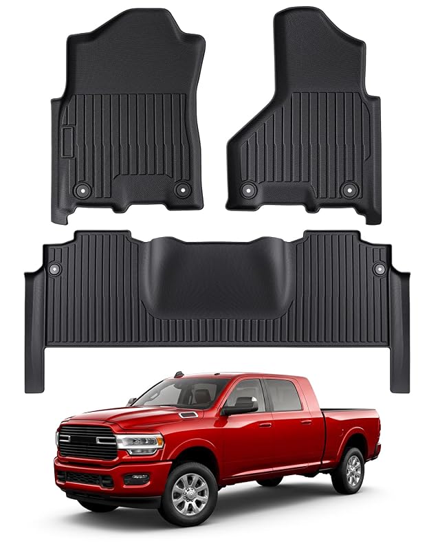 Kit de tapetes automotivos em TPE para Dodge Ram 2500 e 3500 Mega Cab 2019–2026, Papimats, 3 peças