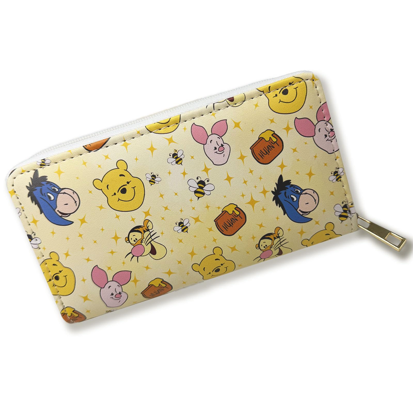 QZCYU Winnie Wallet for Women, Winnie Birthday Decorations, Cute Cash Clutch Long Billfold with Zipper Coin Pocket Ladies Girls, Modern Design