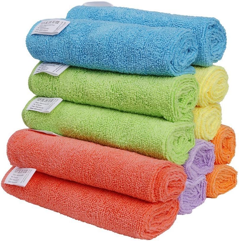 KMAKII Microfiber Cleaning Cloths Best Kitchen Dish Cloths Microfiber Towel for Dish Car Washing 13.7 by 13.7-inch,6 Colors - 18 Pieces
