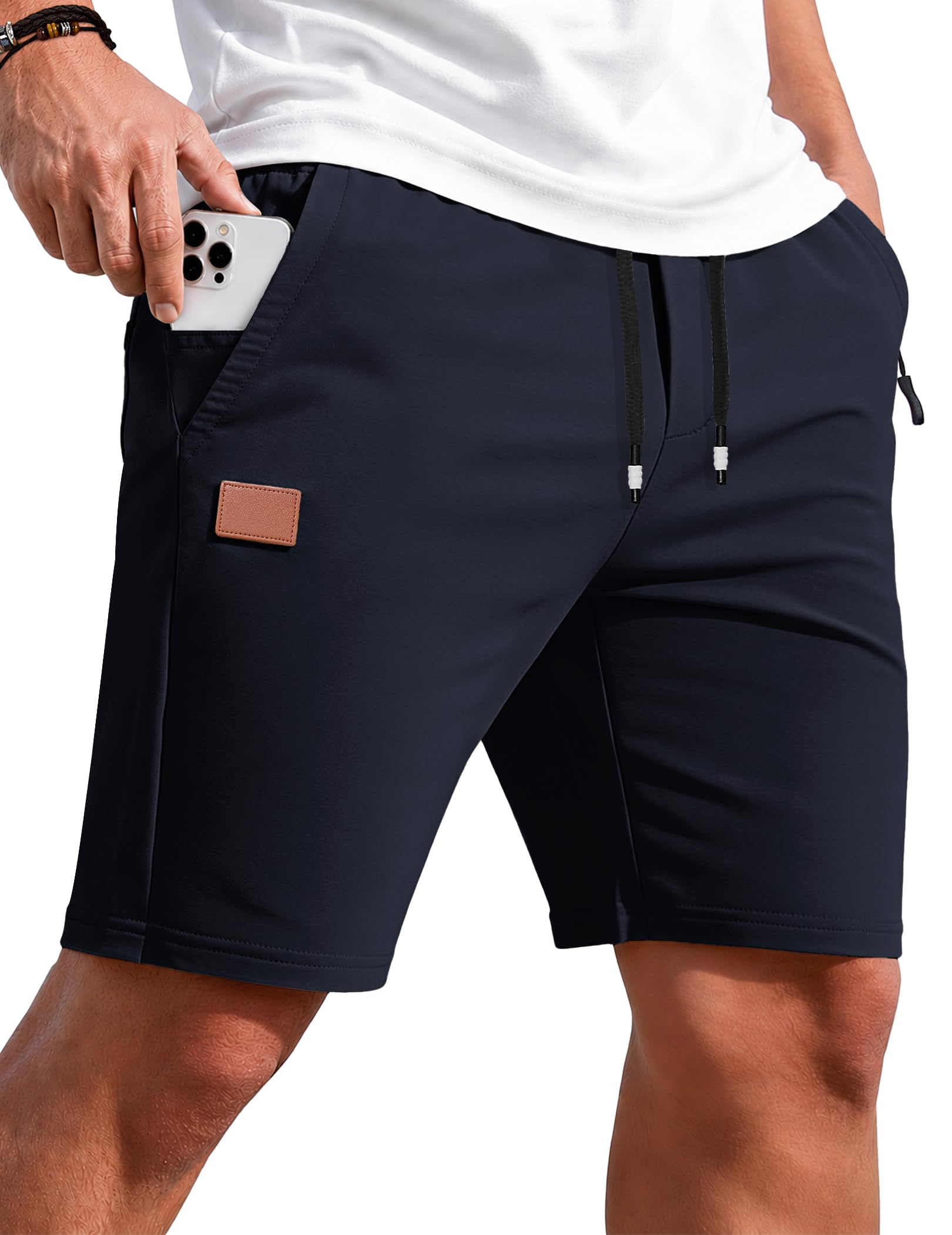 TARAINYA Sporthose Herren Kurz Zipper Baumwolle Kurze Hosen Shorts Sommer Sport Elastische Taille Kordelzug Stretch Mit Taschen