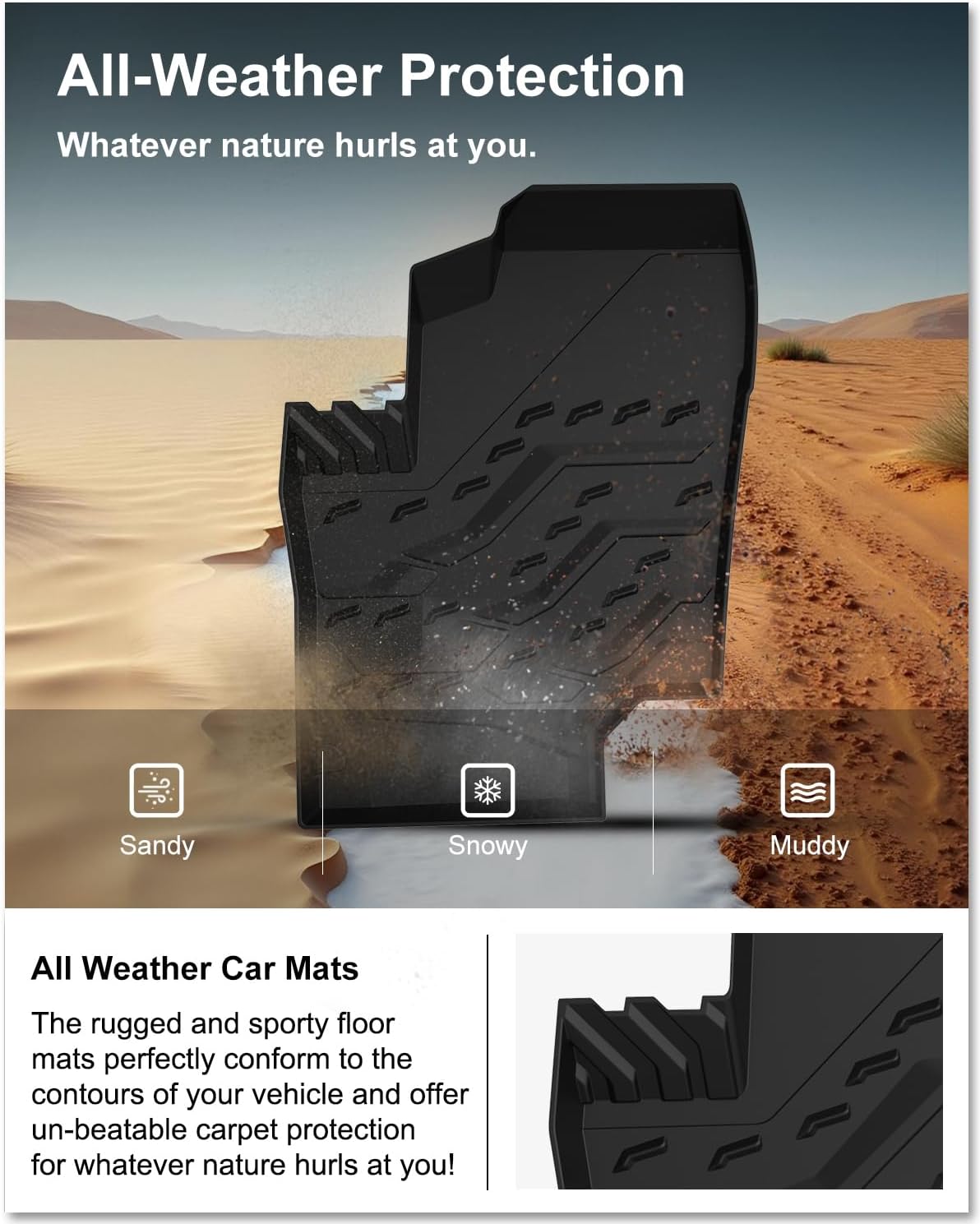 KIWI MASTER Floor Mats for 2021-2026 Can-Am Commander, 2018-2026 Can-Am Maverick Sport/Trail Accessories, Custom Fit All Weather UTV Mats, Heavy Duty TPE Floor Liners, Black