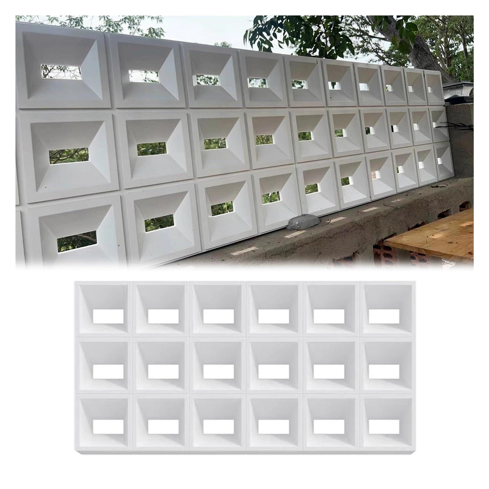 Tabique de Poliuretano Hueco, Panel de tabique de ladrillo Hueco de ABS/PU - Componentes Decorativos de Doble Cara para Pared de Fondo artística, Elegante diseño Calado para el hogar y la o