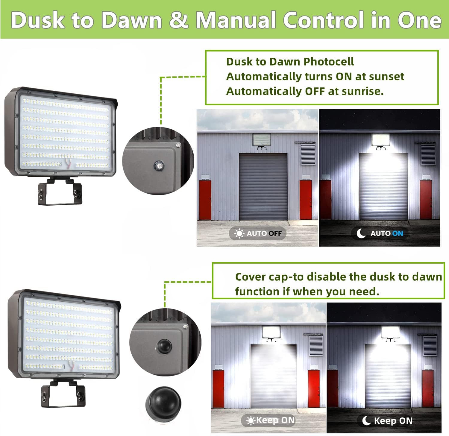 Dusk to Dawn Outdoor 150W LED Flood Light, 21000LM 1000W Equivalent, 100-277V 5000K Daylight, ETL Commercial LED Flood Light Fixture, Outdoor Security Lighting for Landscape,Parking Lot
