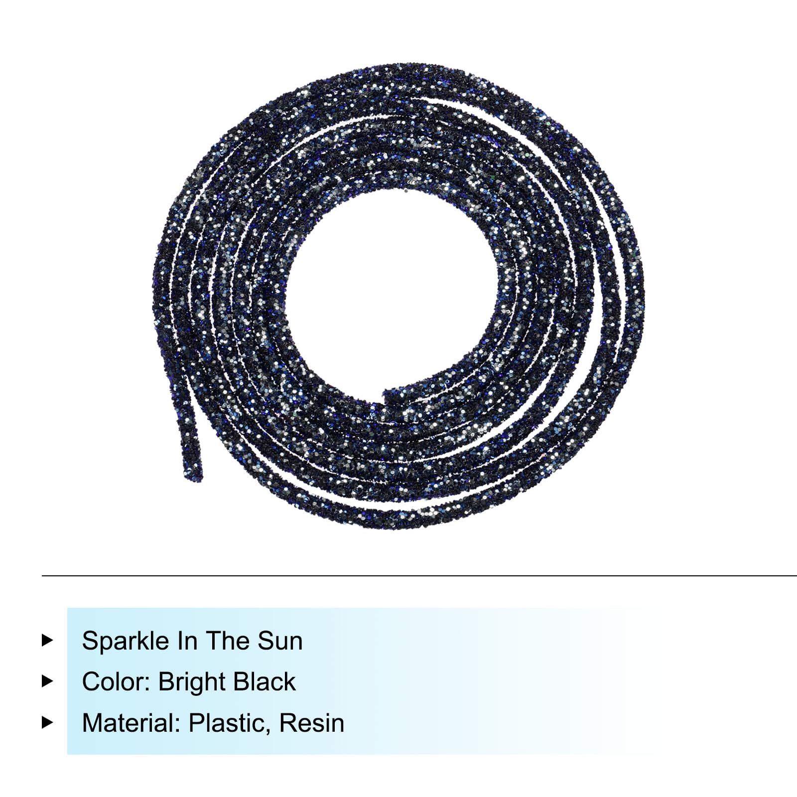 sourcing map 5 Yard 6mm 0.24 inch Glitter Sequins Rope Sequins Rhinestone Tube Cord for DIY Wedding Dresses Costume Clothing Shoes Jewelry Accessory Clear White — view 197