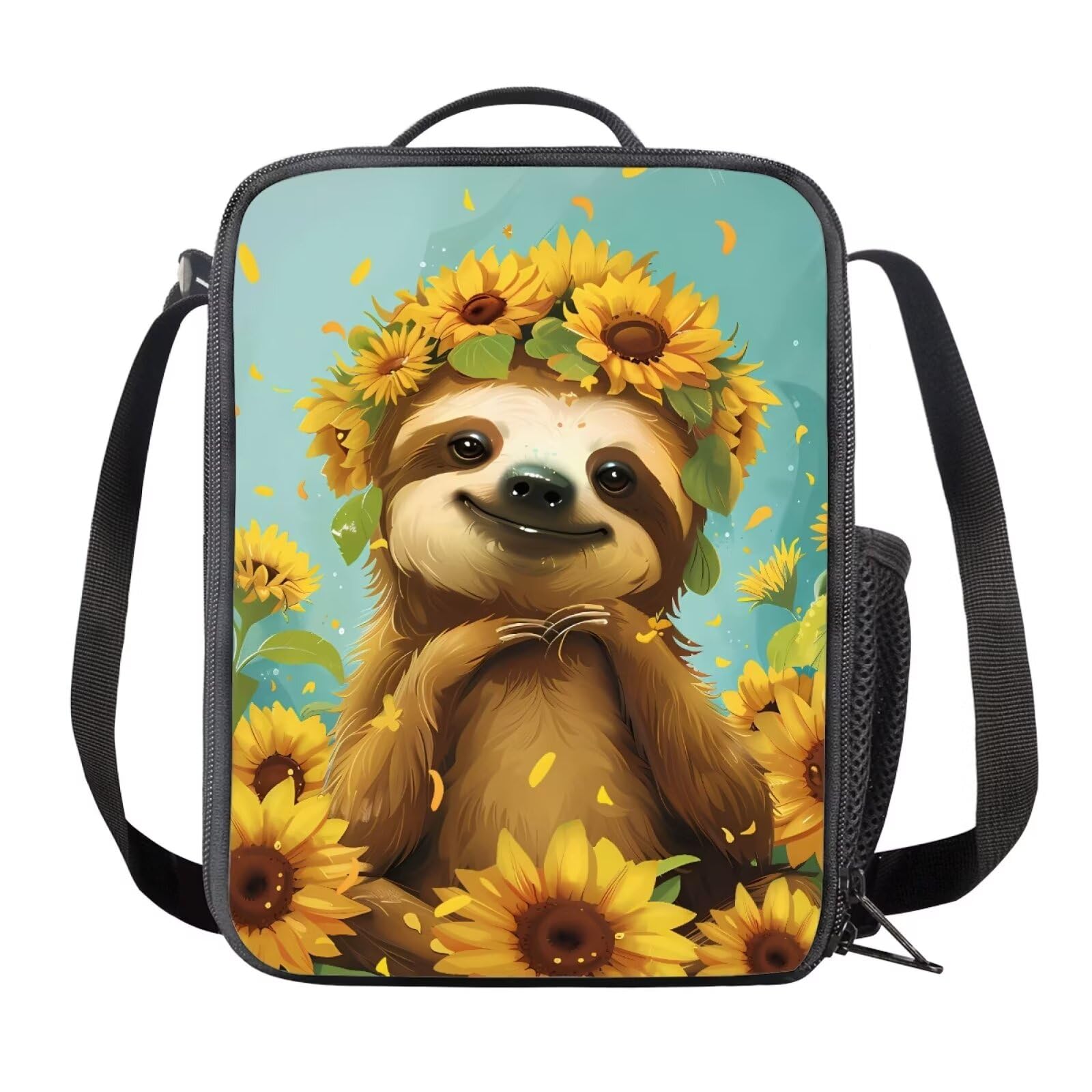 chaqlin Sunflower Sloth Lunch Box for Kids Boys School Lunchbag Insulated Lunch Food Container Teens Adult Work Bags Travel Picnic Lunch Tote Bags with Bottle Pocket โ image 1