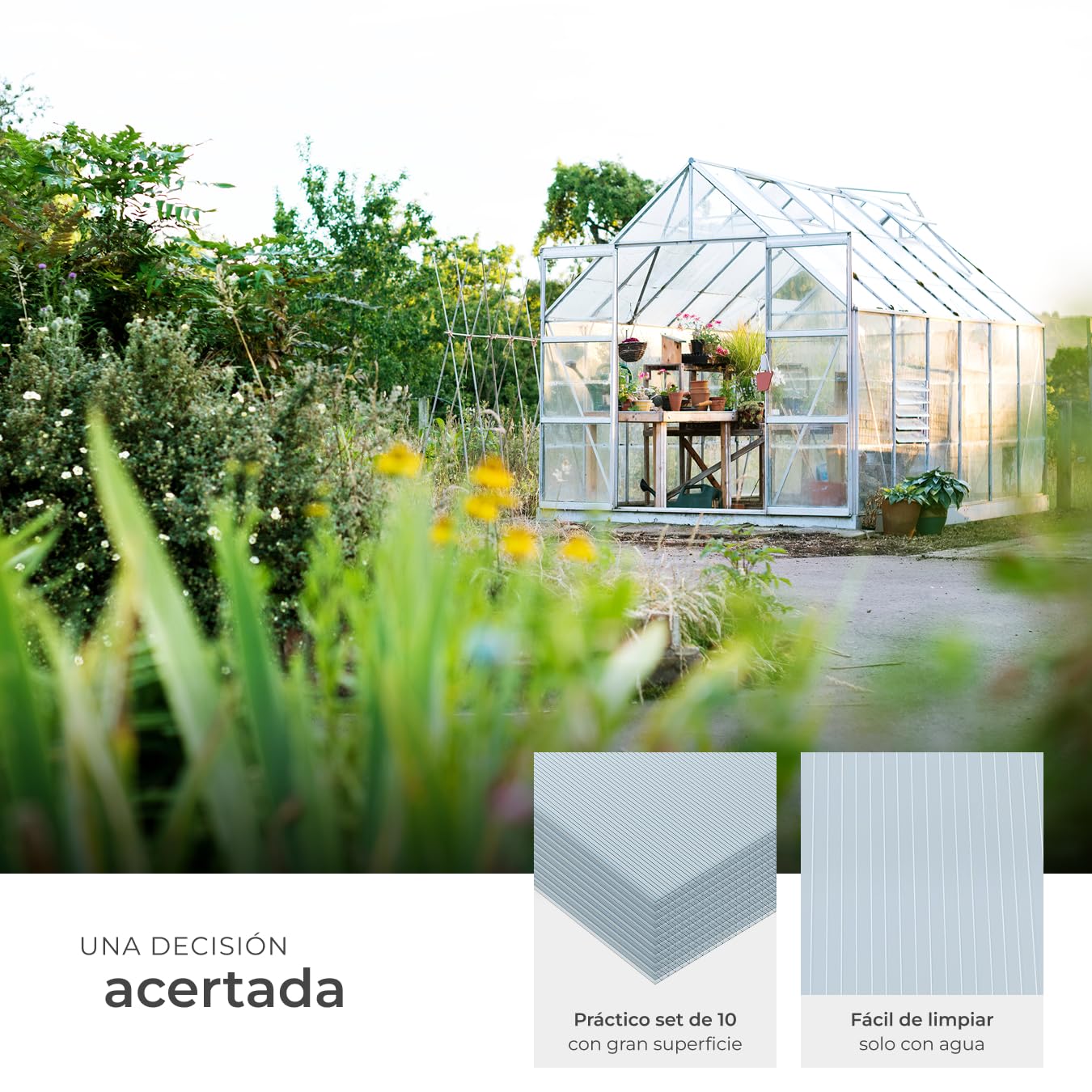 tectake Placas de Policarbonato Transparente 121x60.5x0.4 cm Resistente UV Exterior Tejado Marquesina