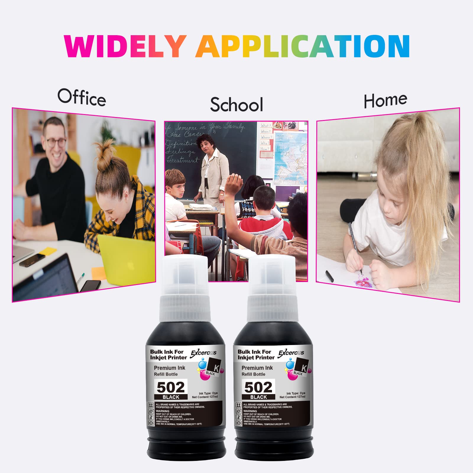 Encre 502 T502 KCMY Pour Imprimantes Epson ET Et ST Série - Flacons Neufs, Kit De Recharge