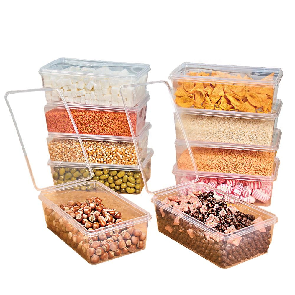 StoriGo 10-Pack 2L Reusable Food Storage Containers with Integrated Lids – BPA-Free Stackable Meal Prep Lunch Boxes – Durable Microwave Freezer Dishwasher Safe for Kitchen Pantry