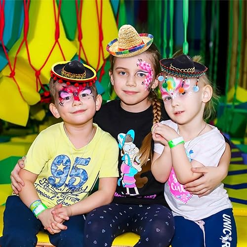 Miniatura 2 de LEBERY 3 sombreros mexicanos, sombreros de fiesta de Cinco de Mayo, sombrero de tela para fiestas, diademas de paja para niños, mascotas, adultos,