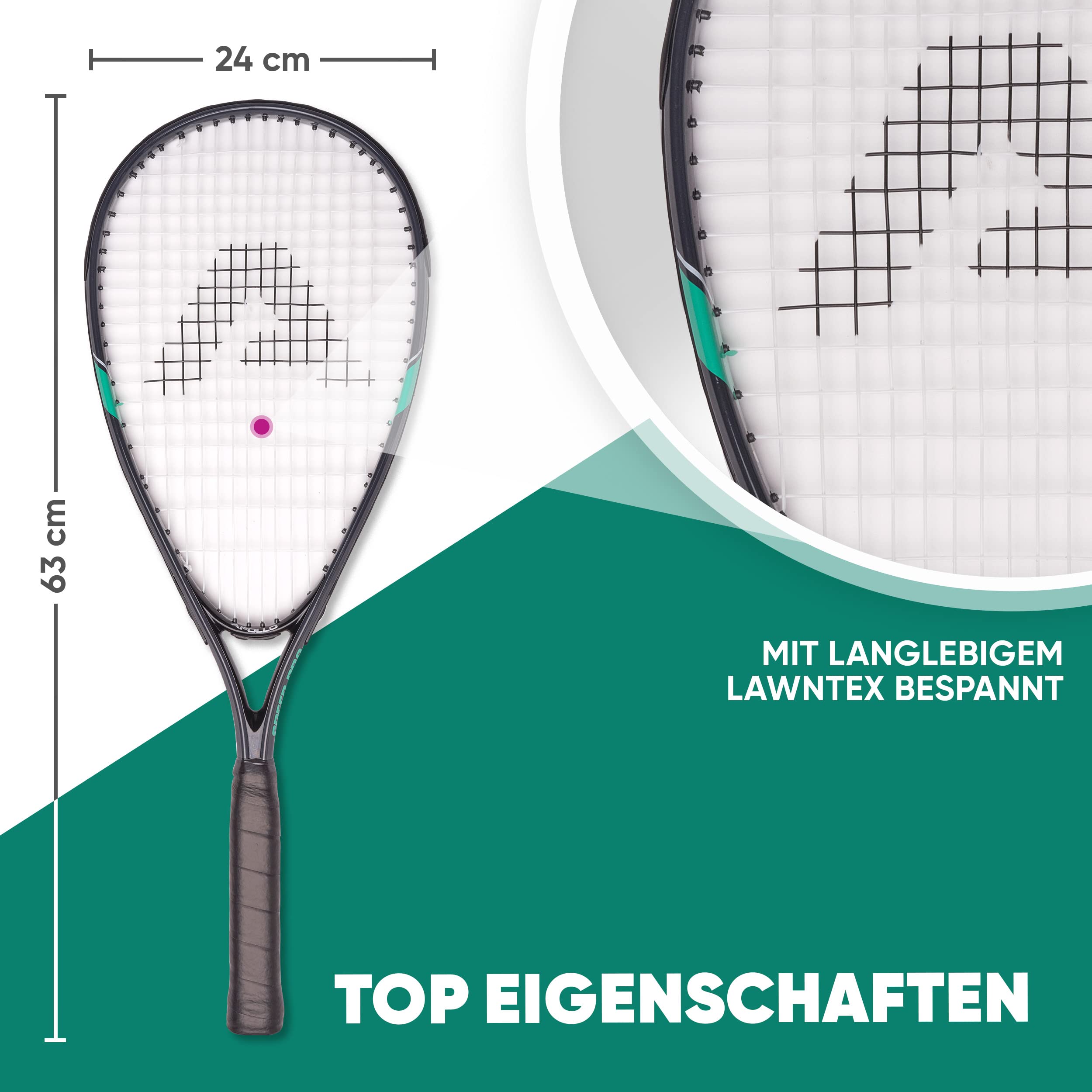 Apollo Speed Badminton Set | Schläger in Verschiedenen Farben | Federball | Squash | Tasche und Badmintonschläger | Federball Set für Kinder