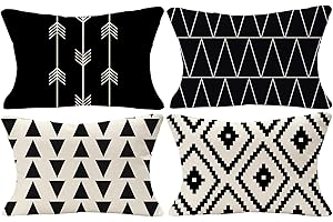 Tosewever 12x20 Decorative Geometric Pillow Cover 4 Pack