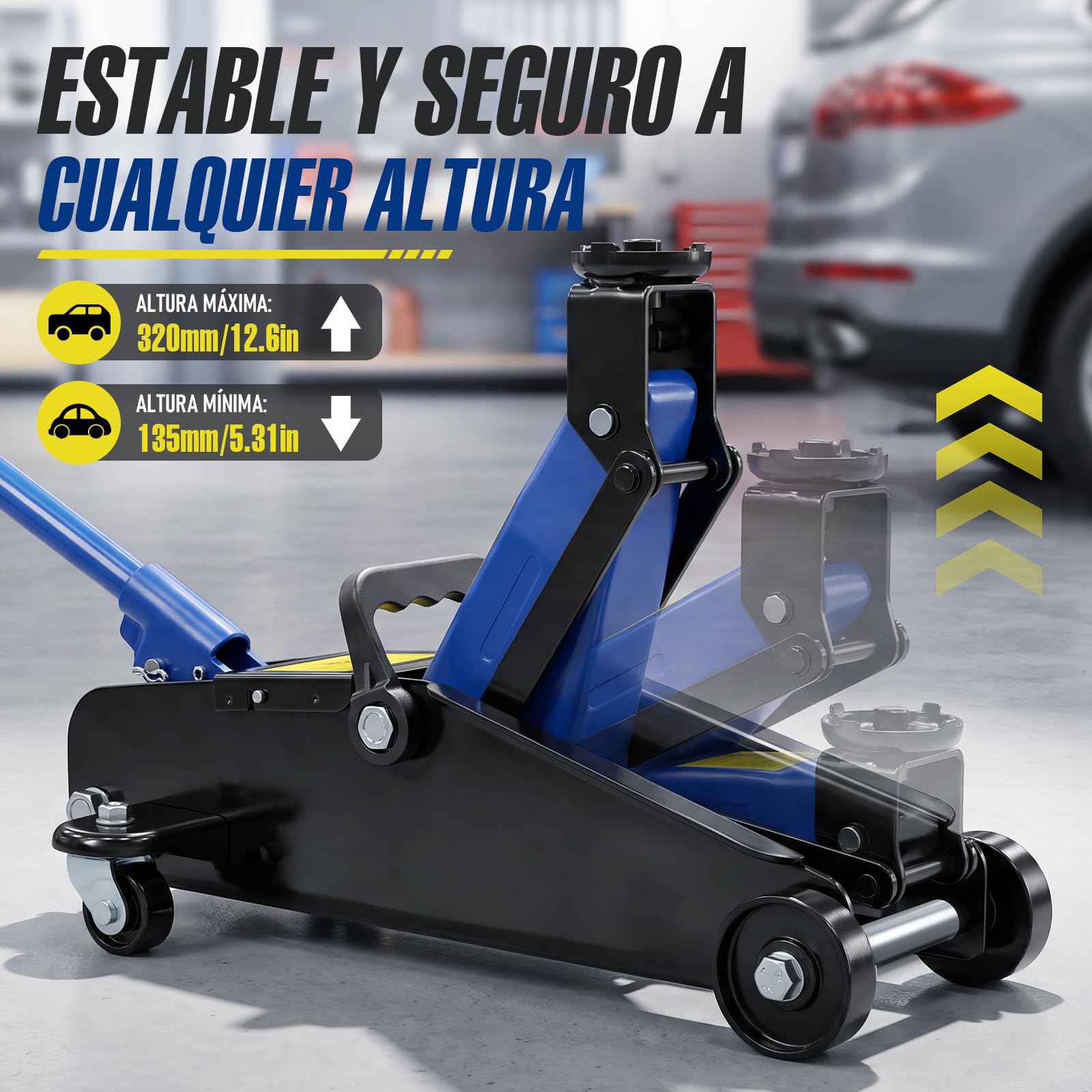 HYCHIKA - Gatos hidráulicos de 1.5T para Coches, Capacidad de Carga hidráulica, Rango de elevación de 135-320 mm, Mango Antideslizante, Ligero y portátil para Autos/SUVS/reparación de automóviles
