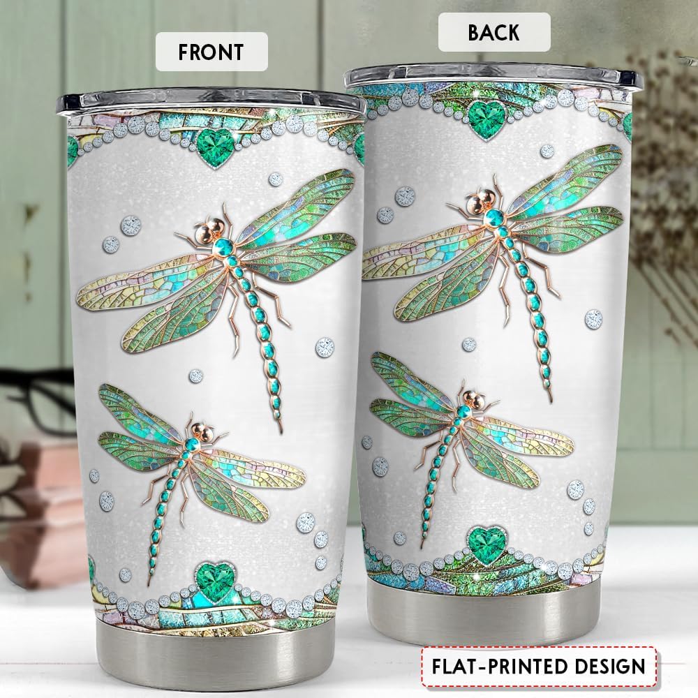 SANDJEST Dragonflies Gifts for Women Girls Dragonfly Tumbler 20oz Jewelry Drawings Stainless Steel Insulated Tumblers Coffee Travel Mug Cup Gift for Birthday Christmas - Image 2