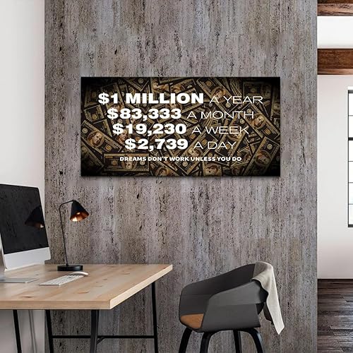 Miniatura 4 de 1 millón de dólares al año para decoración de oficina, arte de pared, impresión en lienzo inspirador, póster motivacional, citas positivas, imágenes