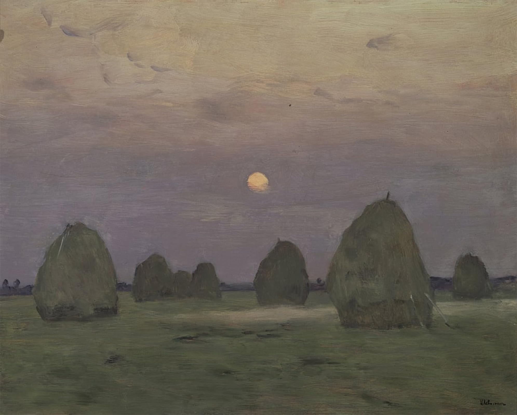 ARTXLXXBN Famous Painting Art Wall Decor Abstract Art Picture Twilight the Haystacks by Isaak Ilyich Levitan Animal Pictures for Home Decor 60x90cm