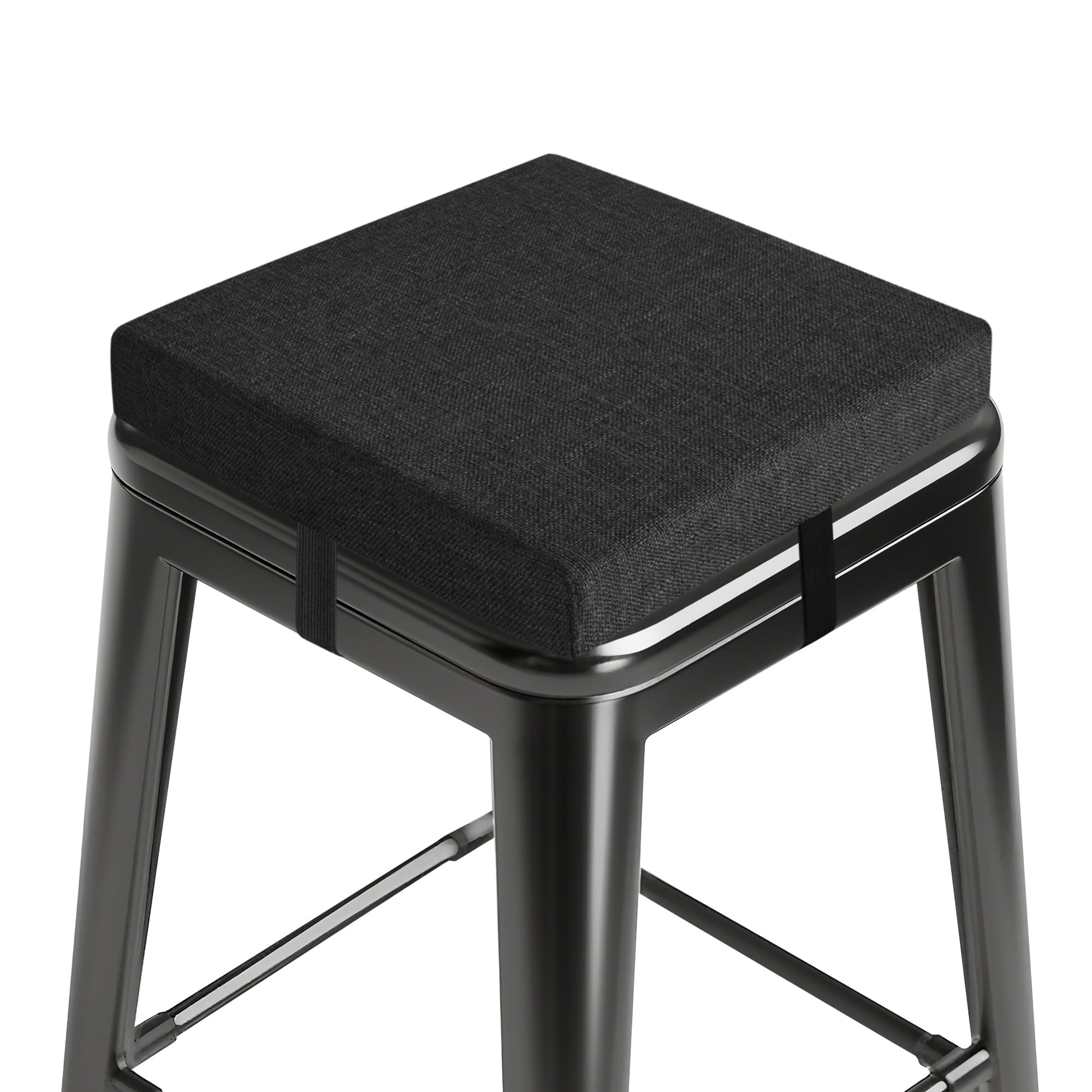 MineCozy Bar Stool Cushions Square 30x30cm Small Cushions for Bar Stools with Ties Small Seat Pads with Washable Cover 1 Piece Black